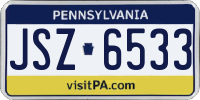 PA license plate JSZ6533
