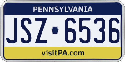 PA license plate JSZ6536