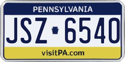 PA license plate JSZ6540