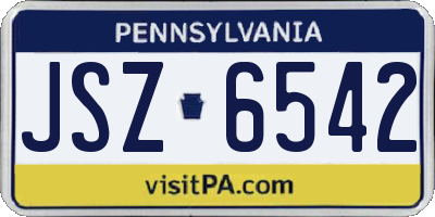 PA license plate JSZ6542
