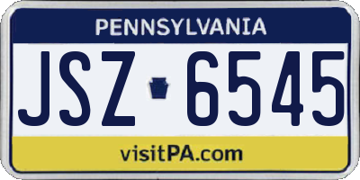 PA license plate JSZ6545