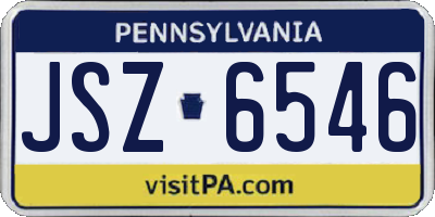 PA license plate JSZ6546