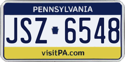 PA license plate JSZ6548