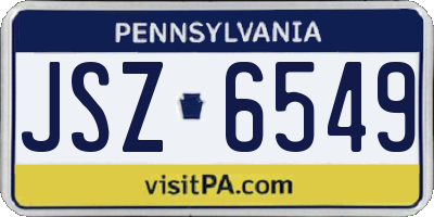 PA license plate JSZ6549
