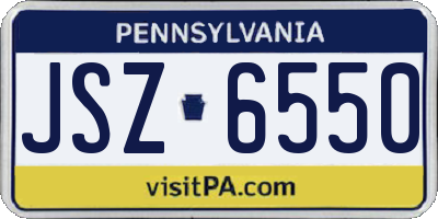 PA license plate JSZ6550