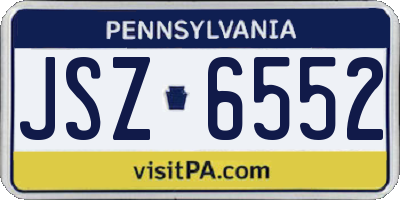 PA license plate JSZ6552