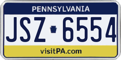 PA license plate JSZ6554