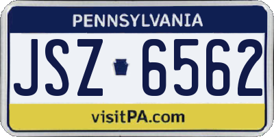 PA license plate JSZ6562