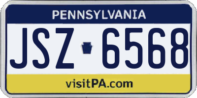 PA license plate JSZ6568