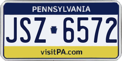 PA license plate JSZ6572