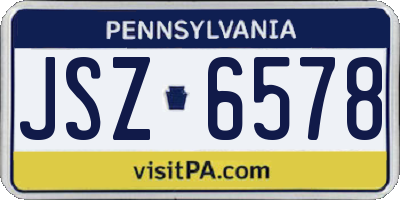 PA license plate JSZ6578