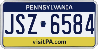 PA license plate JSZ6584