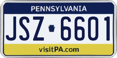 PA license plate JSZ6601