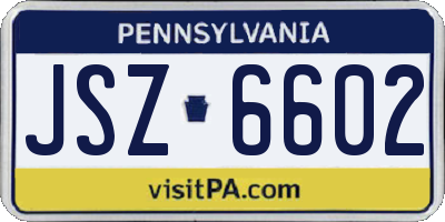 PA license plate JSZ6602