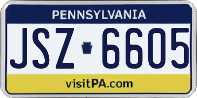 PA license plate JSZ6605