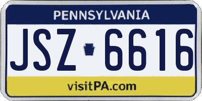 PA license plate JSZ6616