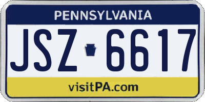 PA license plate JSZ6617