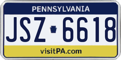 PA license plate JSZ6618