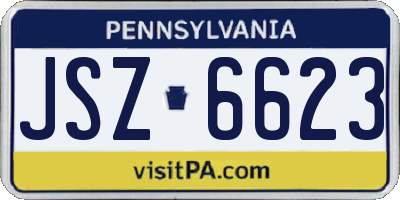 PA license plate JSZ6623