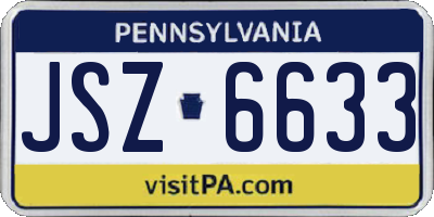 PA license plate JSZ6633