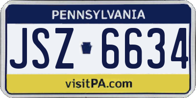 PA license plate JSZ6634