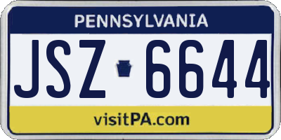 PA license plate JSZ6644