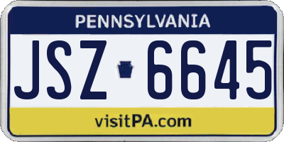 PA license plate JSZ6645