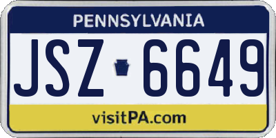PA license plate JSZ6649