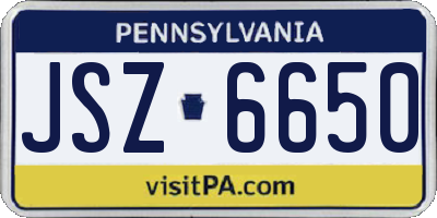 PA license plate JSZ6650