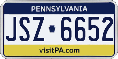 PA license plate JSZ6652