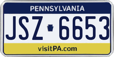 PA license plate JSZ6653
