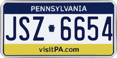 PA license plate JSZ6654