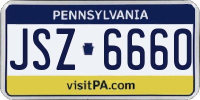 PA license plate JSZ6660