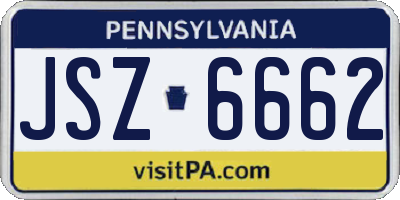 PA license plate JSZ6662