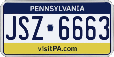 PA license plate JSZ6663