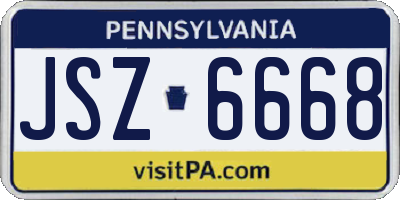 PA license plate JSZ6668