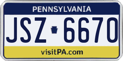 PA license plate JSZ6670