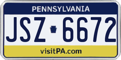PA license plate JSZ6672