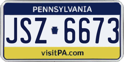 PA license plate JSZ6673