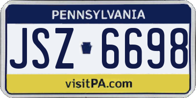 PA license plate JSZ6698