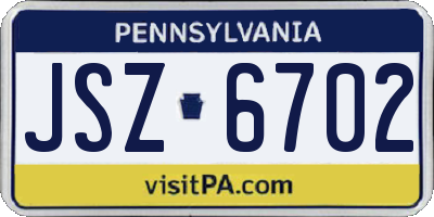 PA license plate JSZ6702