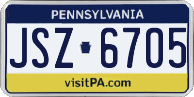 PA license plate JSZ6705