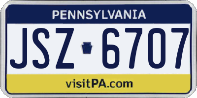 PA license plate JSZ6707