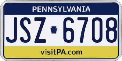 PA license plate JSZ6708