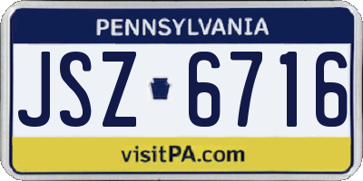 PA license plate JSZ6716