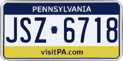 PA license plate JSZ6718