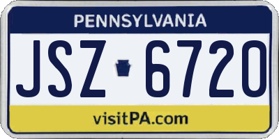 PA license plate JSZ6720