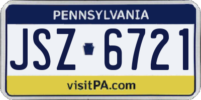 PA license plate JSZ6721