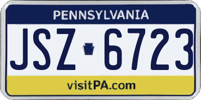 PA license plate JSZ6723