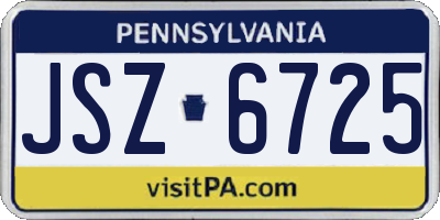 PA license plate JSZ6725
